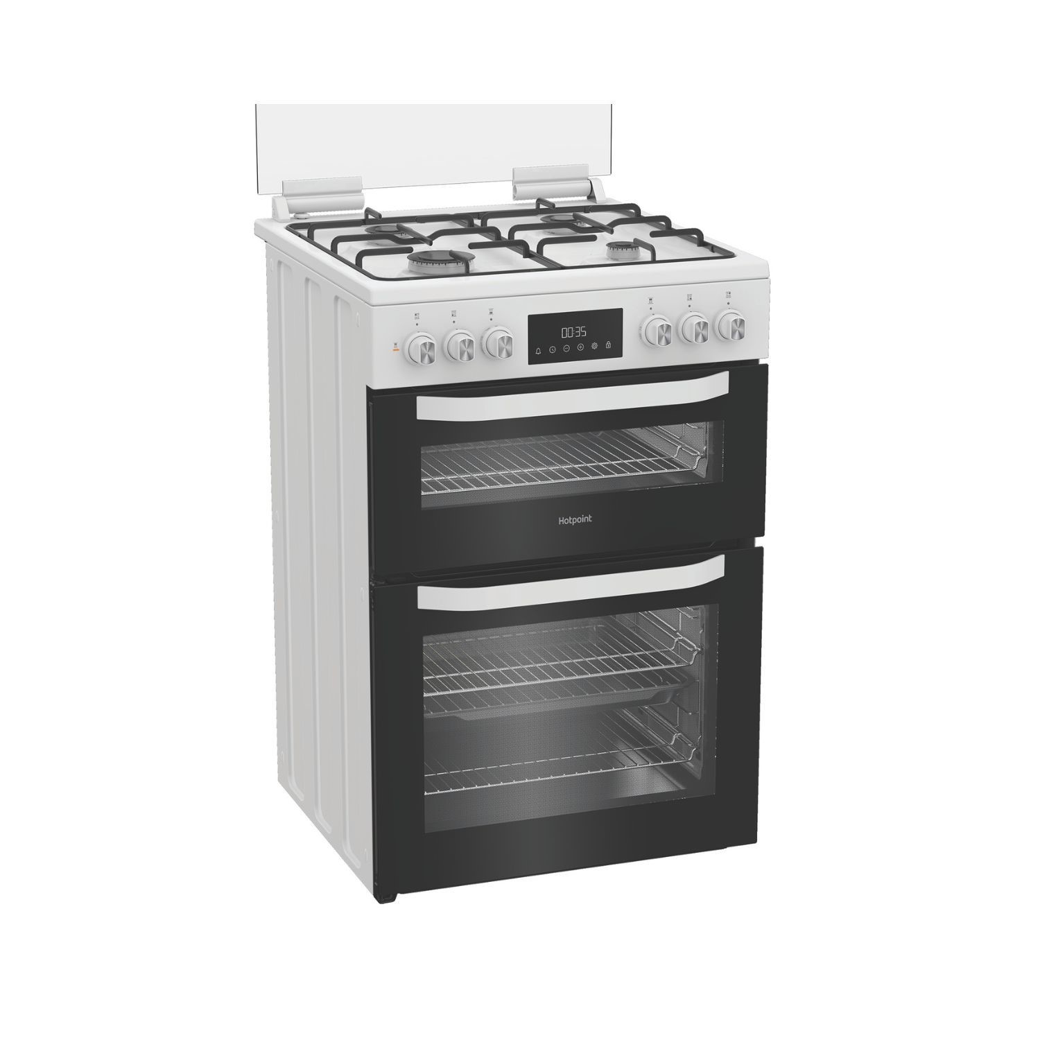 Hotpoint 60cm Dual Fuel Cooker With Glass Lid White HDD6GDC2W hotpoint-60cm-dual-fuel-cooker-with-glass-lid-white-hdd6gdc2w