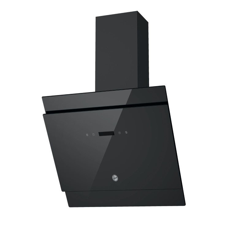 Hoover 60cm Angled Glass Canopy Cooker Hood - Black