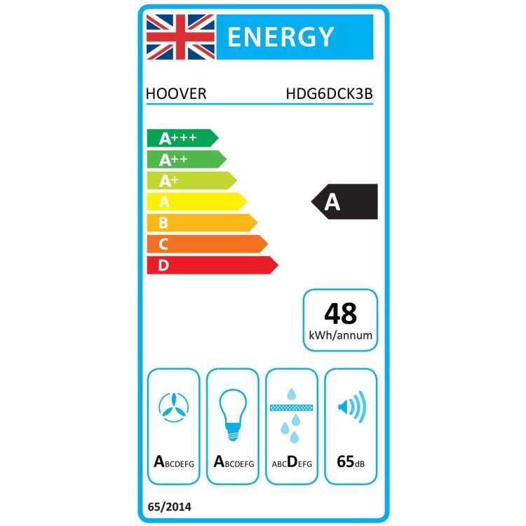 Hoover 60cm Angled Glass Canopy Cooker Hood - Black