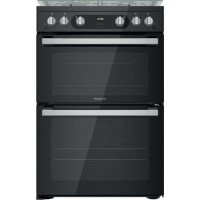 Refurbished Hotpoint HDM67G0C2CB 60cm Double Oven Gas Cooker