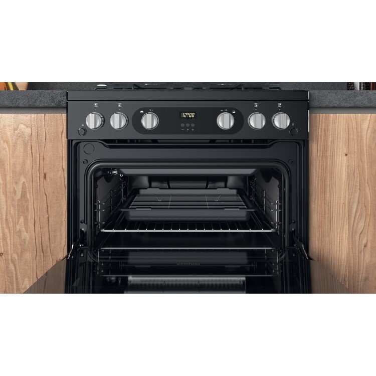 Hotpoint 60cm Double Oven Gas Cooker - Black