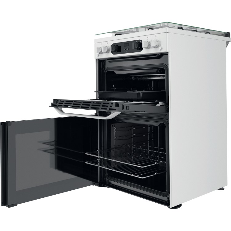 Refurbished Hotpoint HDM67G0CCW 60cm Double Oven Gas Cooker White