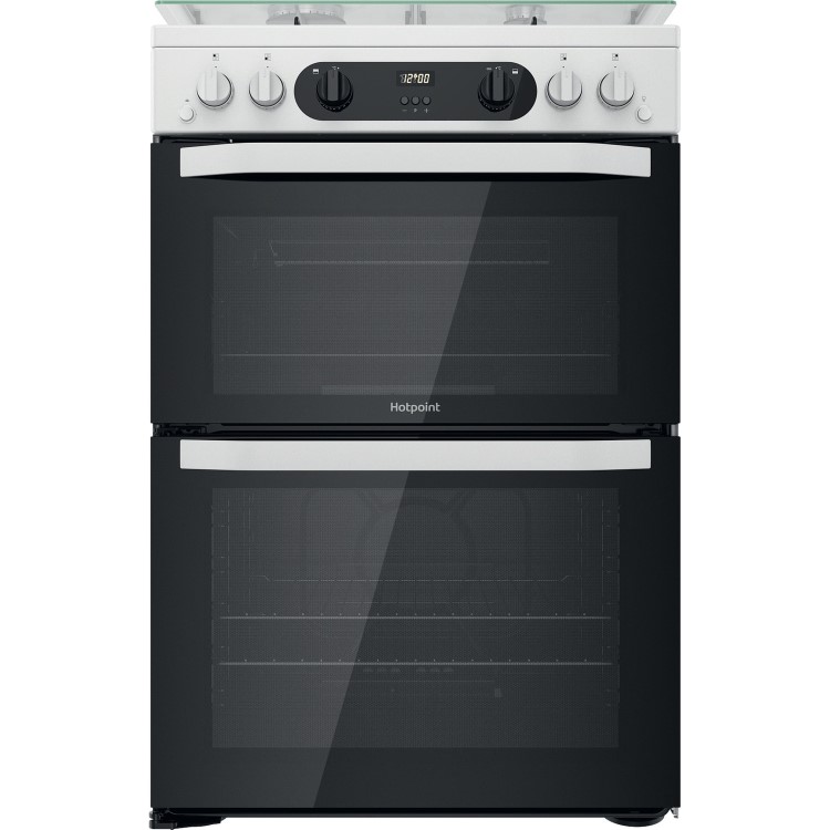 Refurbished Hotpoint HDM67G0CCW 60cm Double Oven Gas Cooker White