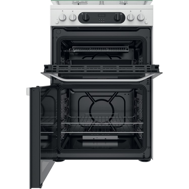 Refurbished Hotpoint HDM67G0CCW 60cm Double Oven Gas Cooker White