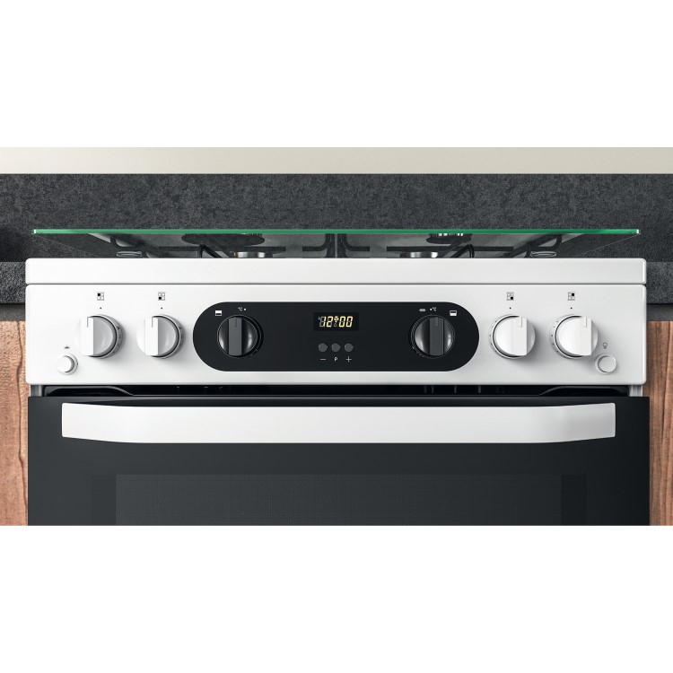 Refurbished Hotpoint HDM67G0CCW 60cm Double Oven Gas Cooker White