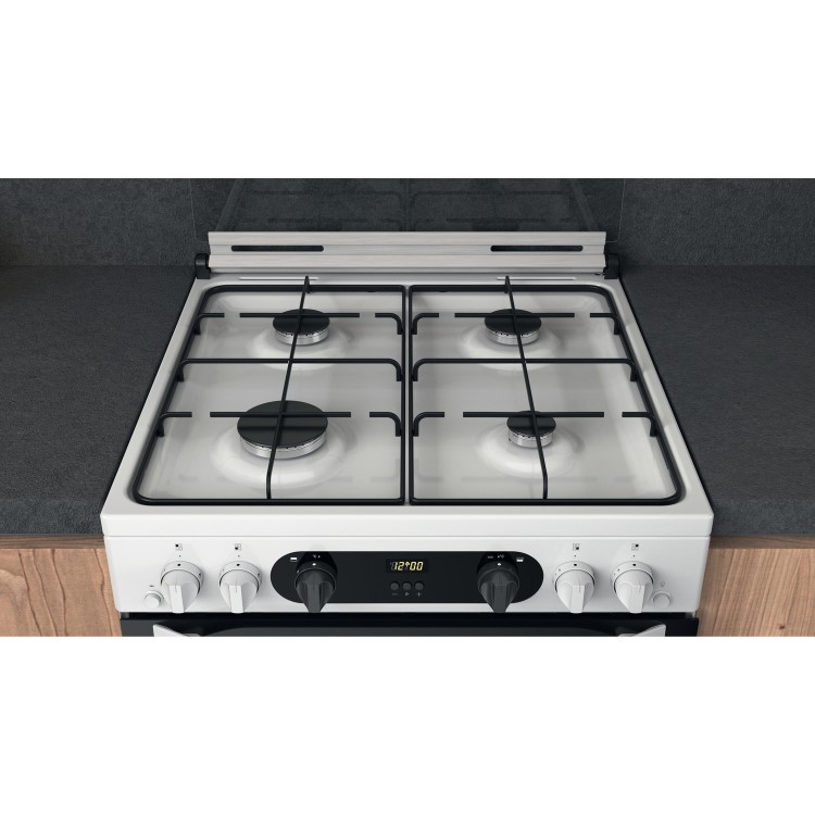 Refurbished Hotpoint HDM67G0CCW 60cm Double Oven Gas Cooker White