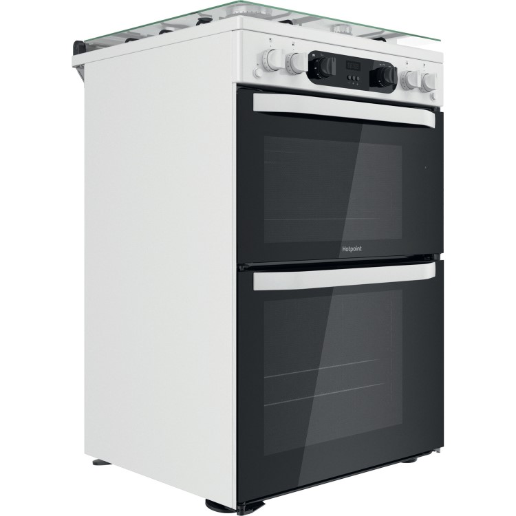 Refurbished Hotpoint HDM67G0CCW 60cm Double Oven Gas Cooker White