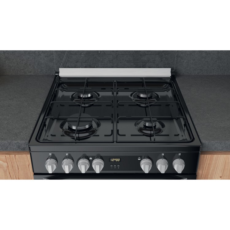 Refurbished Hotpoint HDM67G9C2CB 60cm Double Oven Dual Fuel Cooker with Assisted Cleaning Black