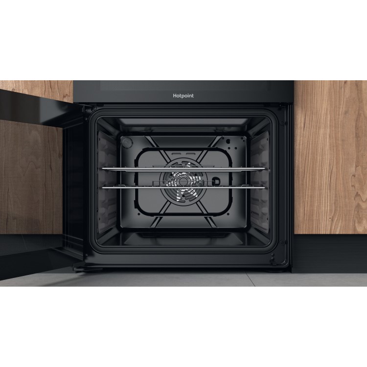 Refurbished Hotpoint HDM67G9C2CB 60cm Double Oven Dual Fuel Cooker with Assisted Cleaning Black