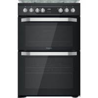 Refurbished Hotpoint HDM67G9C2CB 60cm Double Oven Dual Fuel Cooker with Assisted Cleaning Black