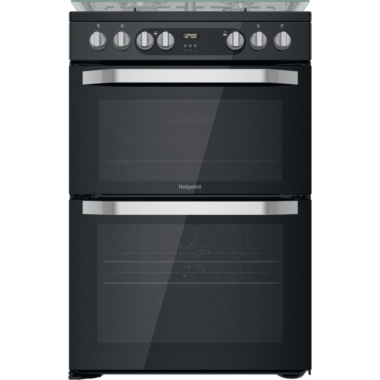 Refurbished Hotpoint HDM67G9C2CB 60cm Double Oven Dual Fuel Cooker with Assisted Cleaning Black