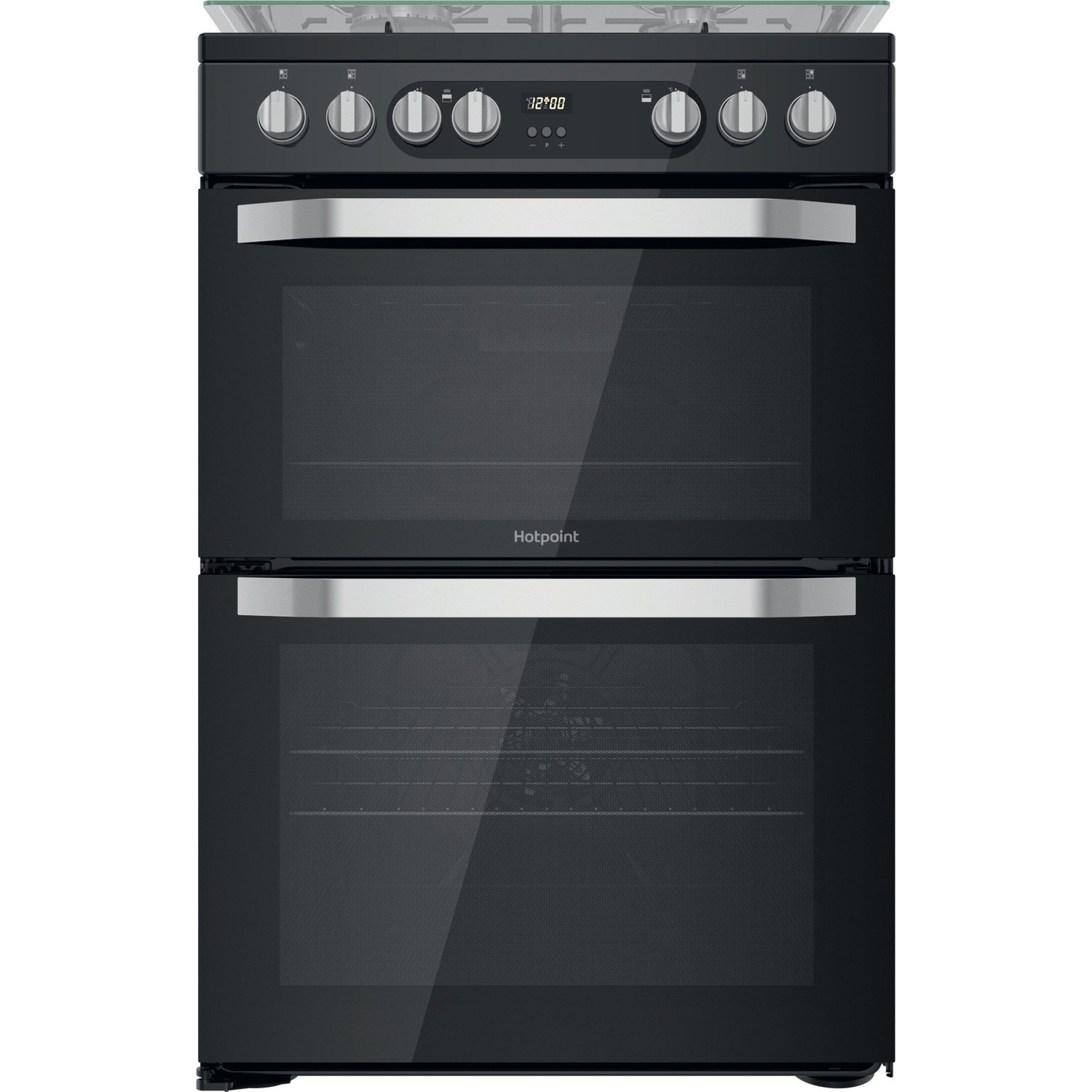 Hotpoint 60cm Double Oven Dual Fuel Cooker - Black