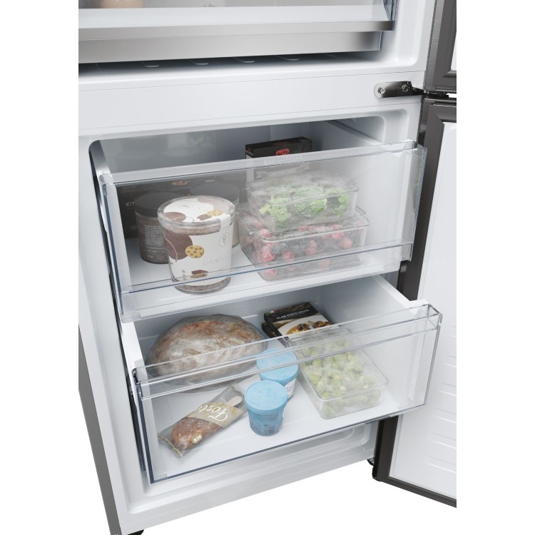 Haier 2D 60 Series 5 409 Litre 60/40 Freestanding Fridge Freezer - Dark Inox