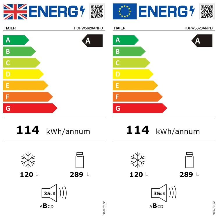 Haier 2D 60 Series 5 409 Litre 60/40 Freestanding Fridge Freezer - Dark Inox