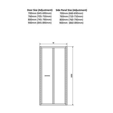 Claritas 8mm Glass Hinged Shower Door 800 x 1950mm