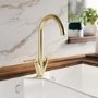 Brushed Brass Dual Lever Kitchen Mixer Tap - Essence Hector