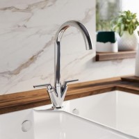 Chrome Dual Lever Kitchen Mixer Tap - Essence Hector