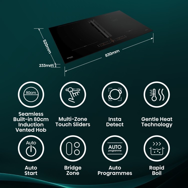 Hisense Hi6 83cm 4 Zone Venting Induction Hob