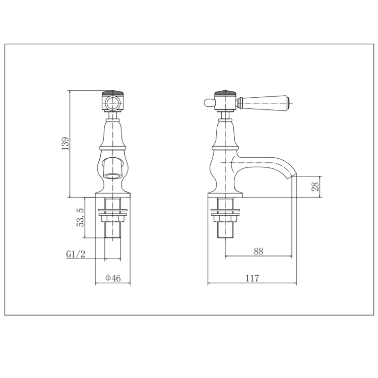 Brushed Bronze Basin Pillar Tap - Helston