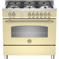Bertazzoni HER90-6-MFE-S-CRT Heritage 90cm Dual Fuel Range Cooker With 6 Burners And 1 Oven Matt Cre