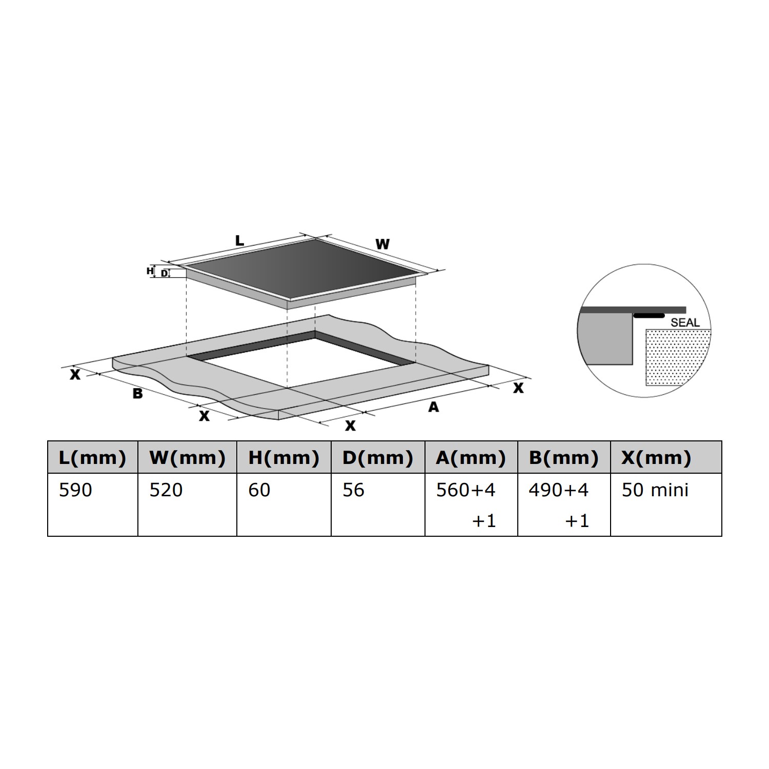 Hoover HES6D 59cm Touch Control Four Zone Induction Hob Black