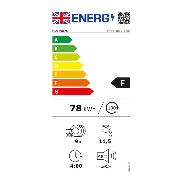 Hotpoint Freestanding Slimline Dishwasher - Black, Quick Wash