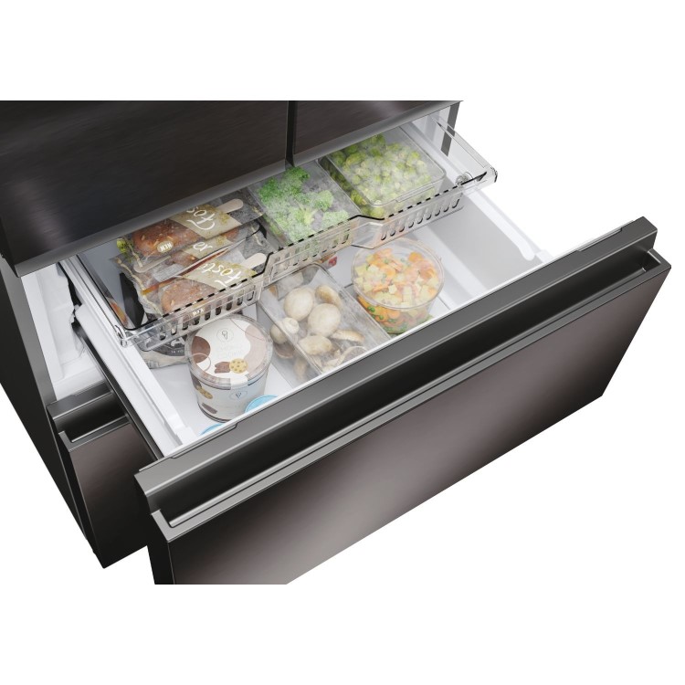 Haier FD 70 Series 3 402 Litre French Style American Fridge Freezer - Dark Inox