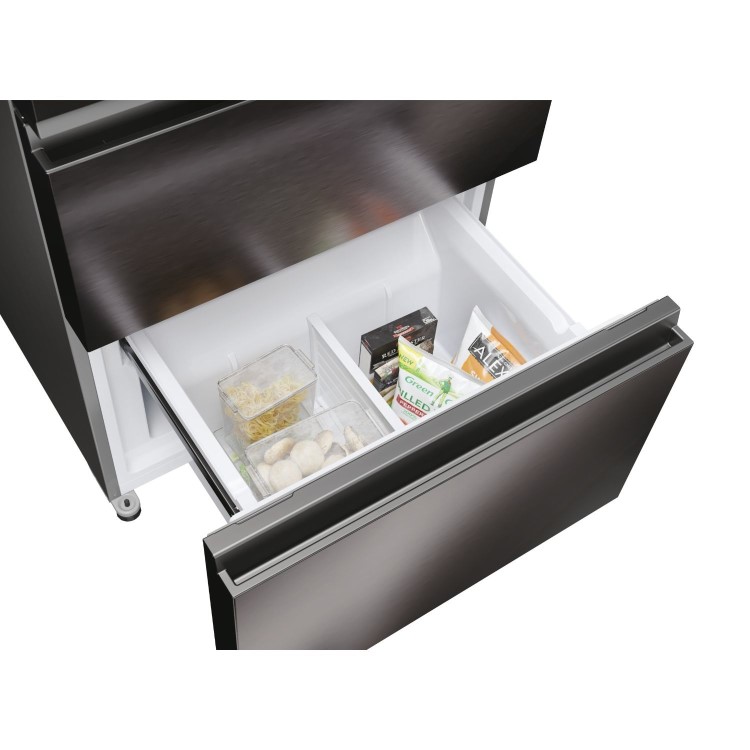 Haier FD 70 Series 3 402 Litre French Style American Fridge Freezer - Dark Inox