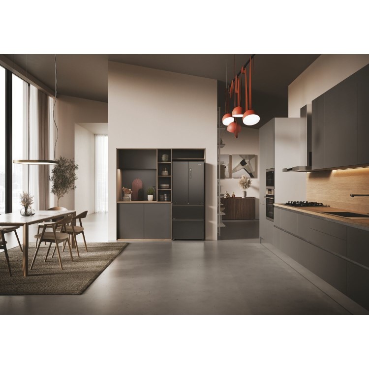 Haier FD 70 Series 3 402 Litre French Style American Fridge Freezer - Dark Inox