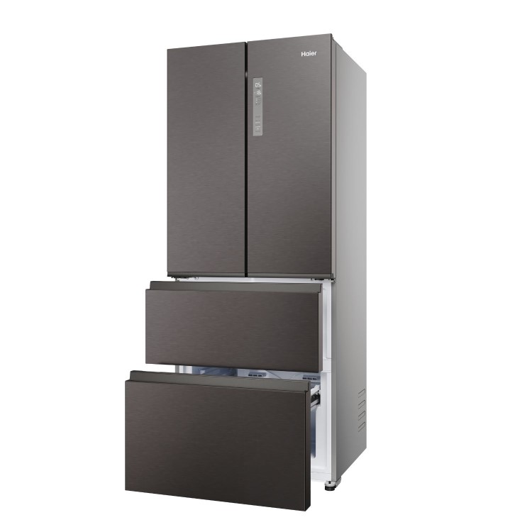 Haier FD 70 Series 3 402 Litre French Style American Fridge Freezer - Dark Inox