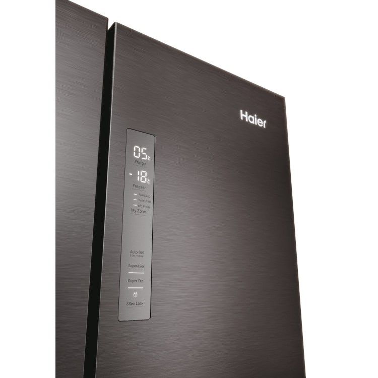 Haier FD 70 Series 3 402 Litre French Style American Fridge Freezer - Dark Inox