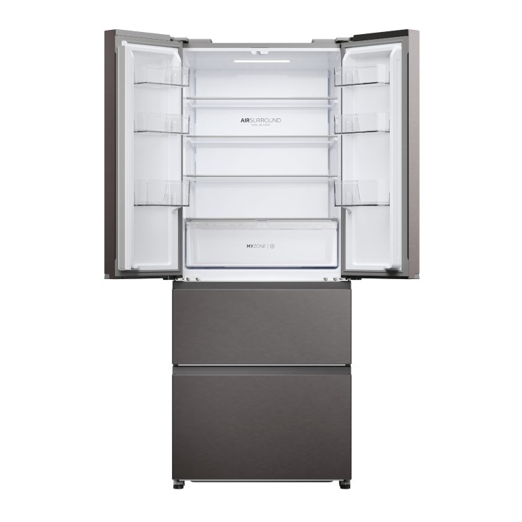 Haier FD 70 Series 3 402 Litre French Style American Fridge Freezer - Dark Inox