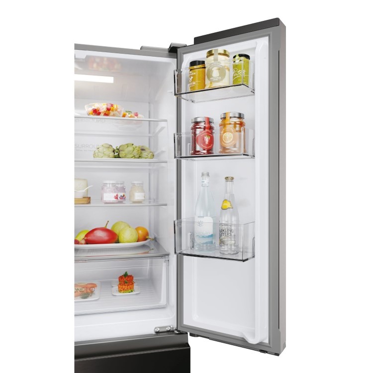 Haier FD 70 Series 3 402 Litre French Style American Fridge Freezer - Dark Inox