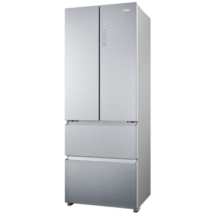 Haier FD 70 Series 5 444 Litre French Style American Fridge Freezer - Platinum Inox