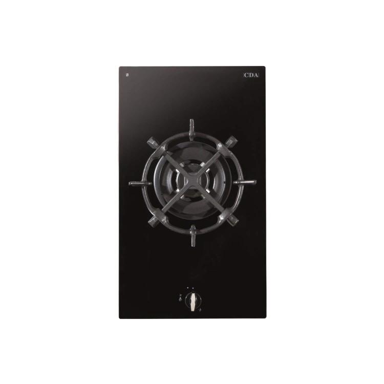 CDA HG3601FR 30cm Domino Single Wok Burner Gas-on-glass Hob Black
