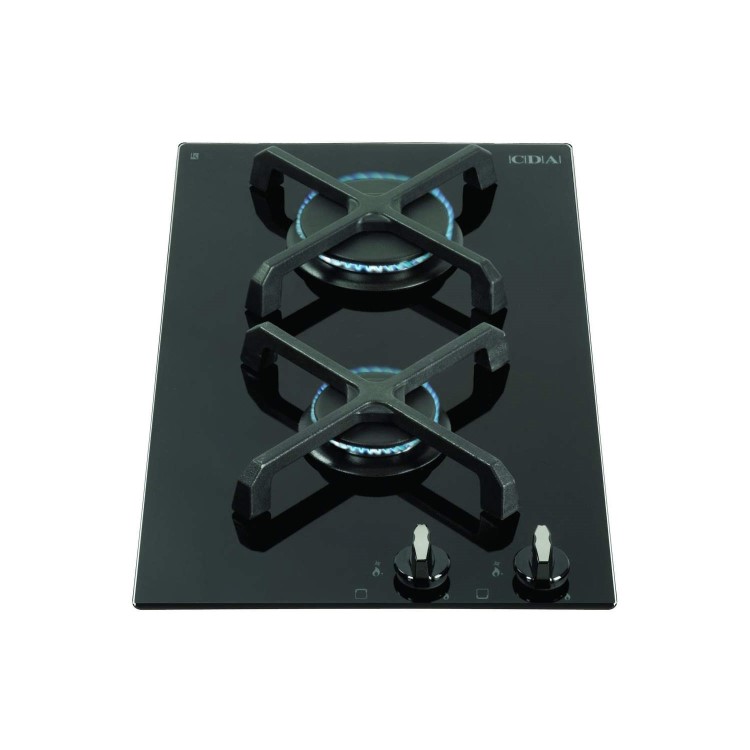 CDA HG3602FR 30cm Domino Two Burner Gas-on-glass Hob Black