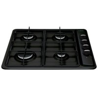 CDA HG6100BL Four Burner Gas Hob With Enamel Pan Stands Black