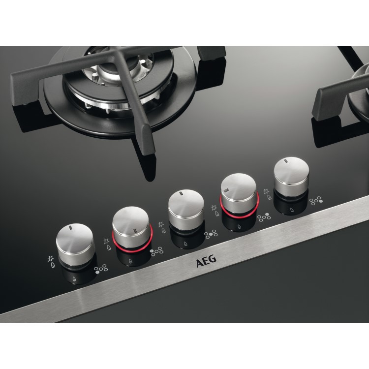 AEG HG694340XB 58cm Four Burner Gas-on-glass Hob With Stainless Steel Frame