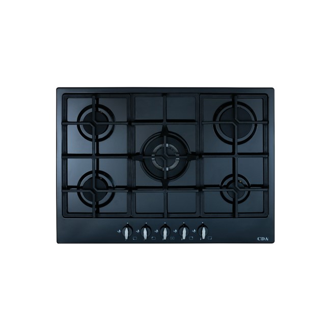 GRADE A1 - CDA HG7250BL 68cm Five Burner LPG Gas Hob With Cast Iron Pan Supports