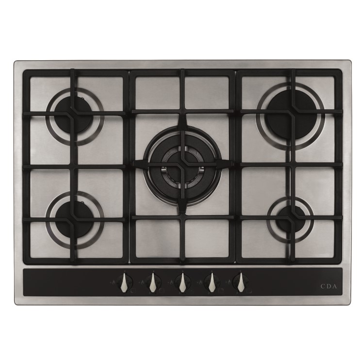 Refurbished CDA HG7351SS 70cm 5 Burner Gas Hob with Wok Burner Stainless Steel