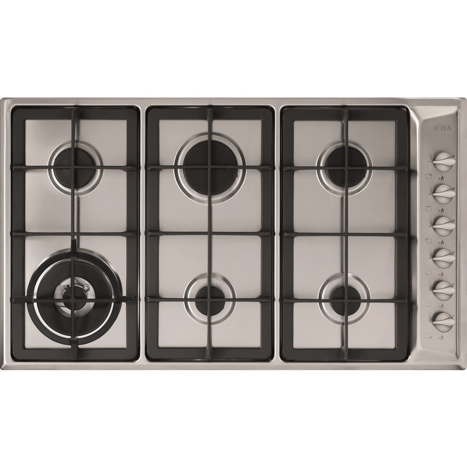 6 burner gas hob stainless steel
