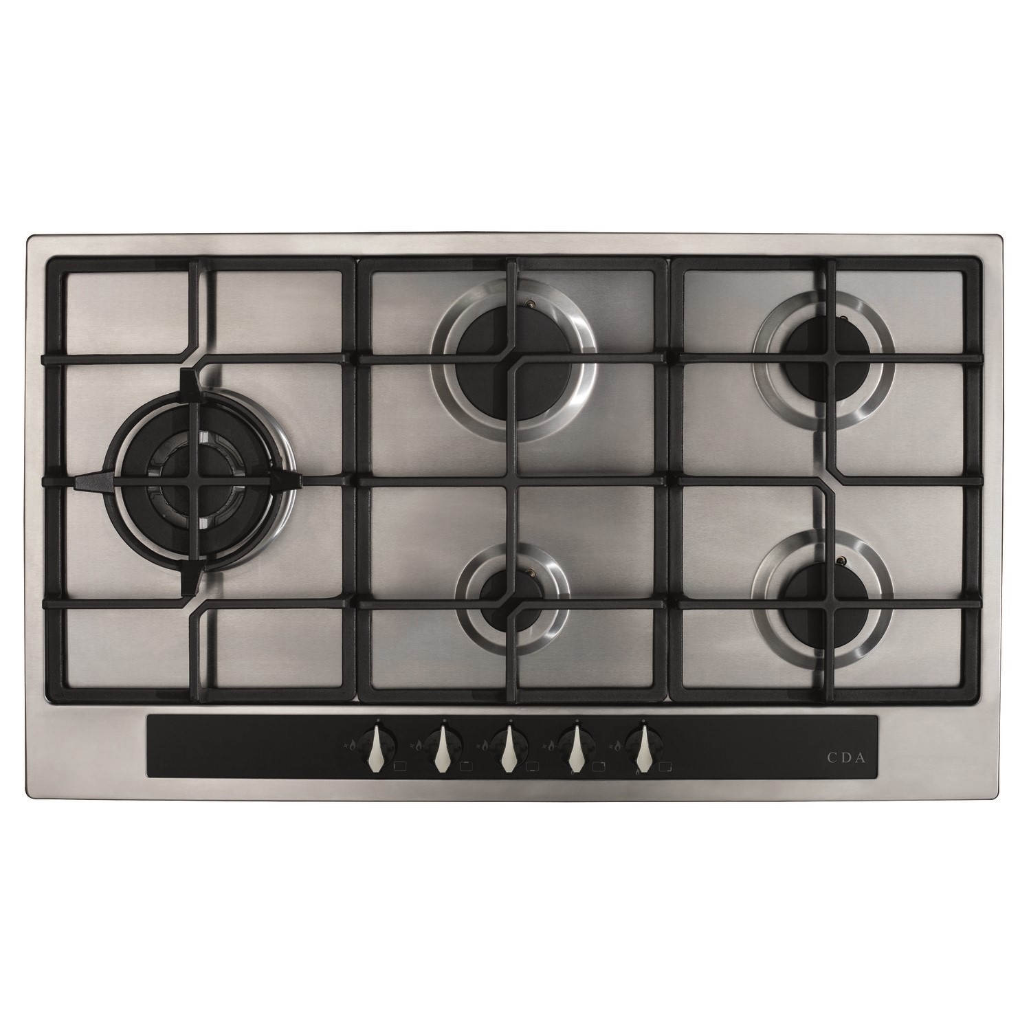 CDA 90cm 5 Burner Gas Hob with Wok Burner - Stainless Steel