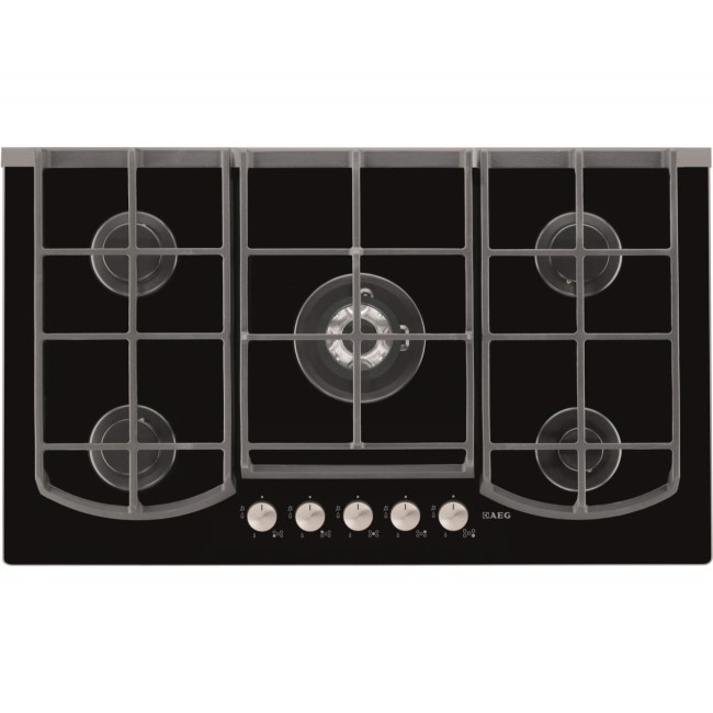AEG HG995440NB Designer 88cm Five Burner Gasonglass Hob in Black