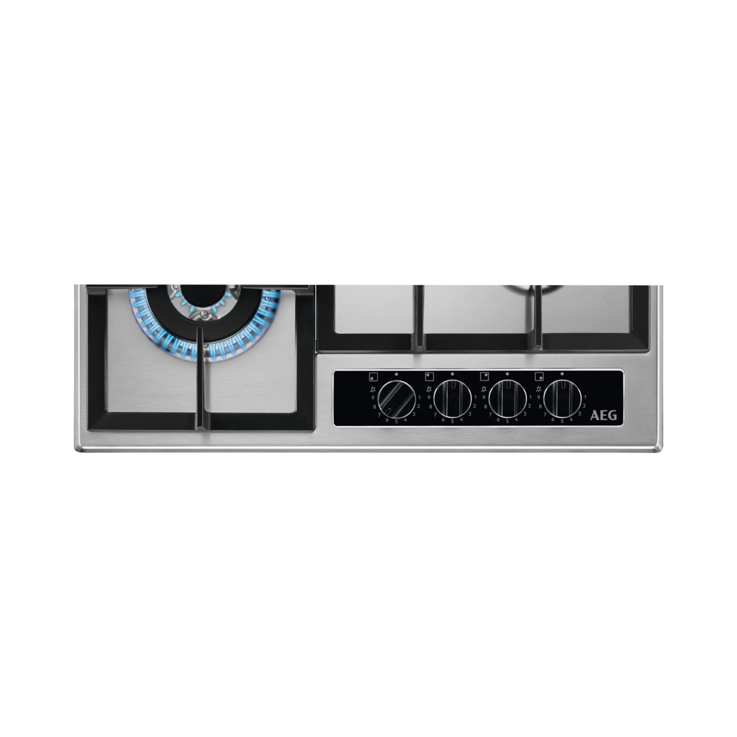 AEG 60cm 4 Burner Gas Hob with Wok Burner Stainless Steel HGB64420YM