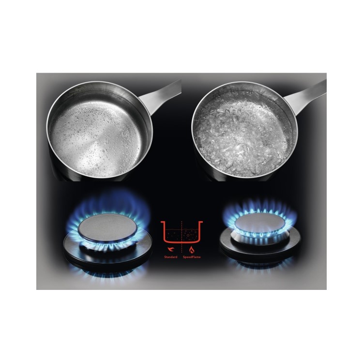 Refurbished AEG HGB75500SM 75cm 5 Burner Gas Hob with Side Wok Burner Stainless Steel