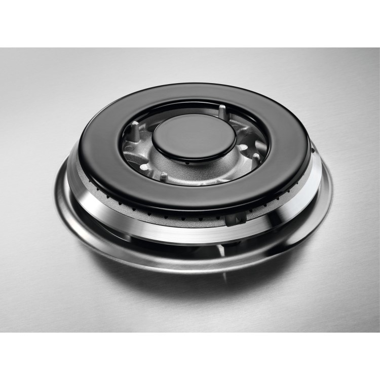 Refurbished AEG HGB75500SM 75cm 5 Burner Gas Hob with Side Wok Burner Stainless Steel