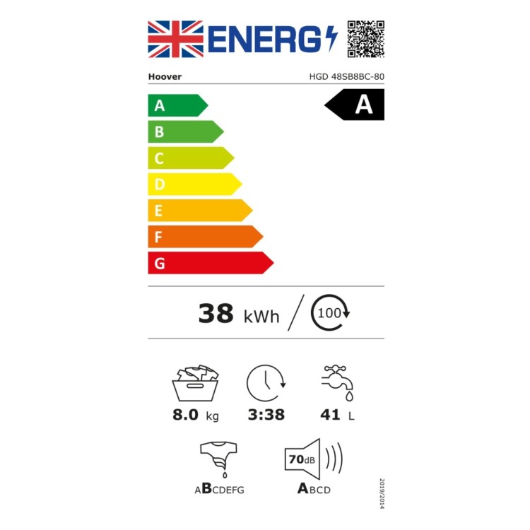 Hoover 8kg 1400rpm Washing Machine - Black