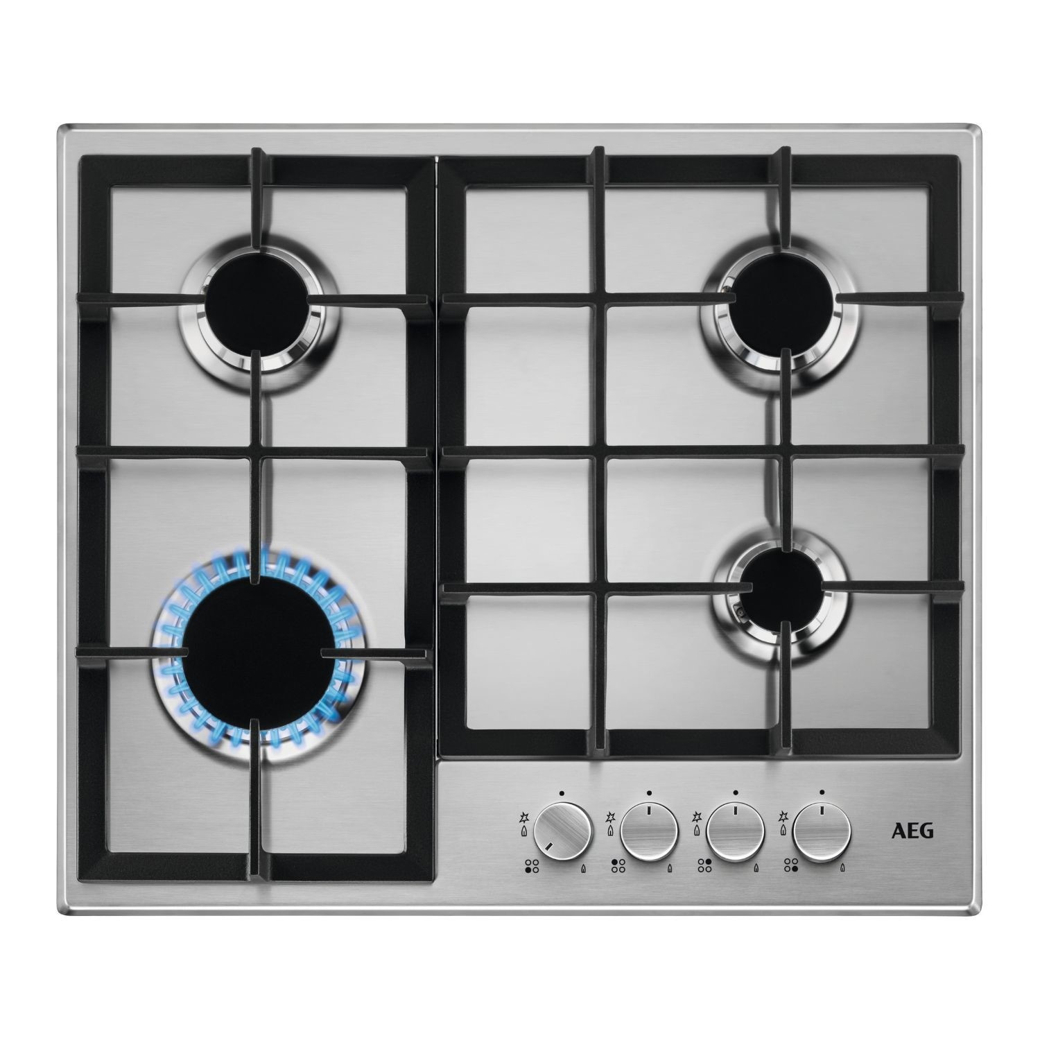 Aeg Hge64200sm 3000 Series 60Cm 4 Burner Gas Hob With Wok Burner - 949641061