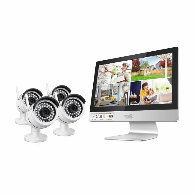 HomeGuard CCTV System - 4 Channel Wireless Security System with 12" HD Monitor & 4 x 960p HD Day/Night Cameras & 1TB HDD