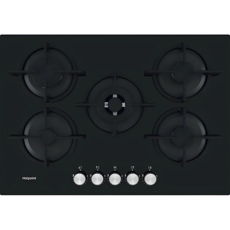 Refurbished Hotpoint HGS72SBK 73cm 5 Burner Gas Hob Black